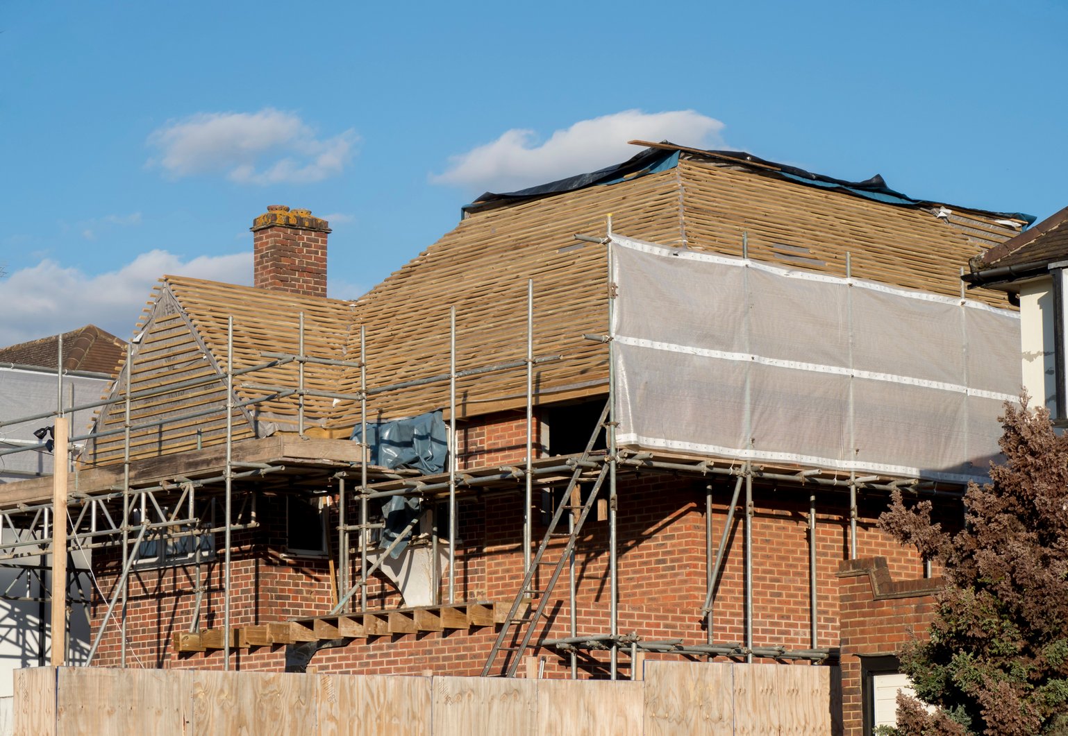 Roof battens being installed during loft conversion